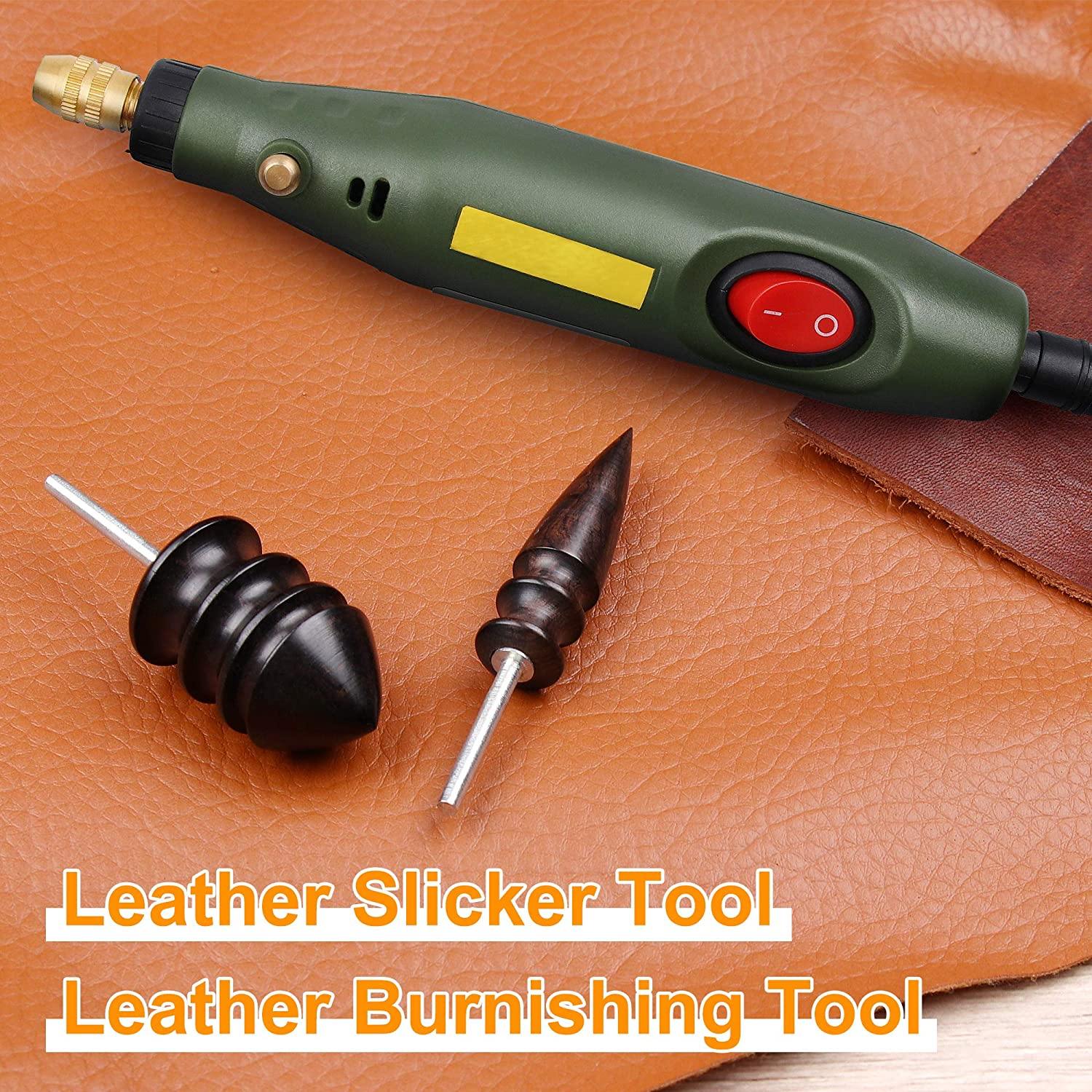 Leather Burnisher,Knoweasy Leather Slicker Tool and Leather Burnishing  Tool,Pointed Tip Leather Slicker for Dremel Rotary Tools