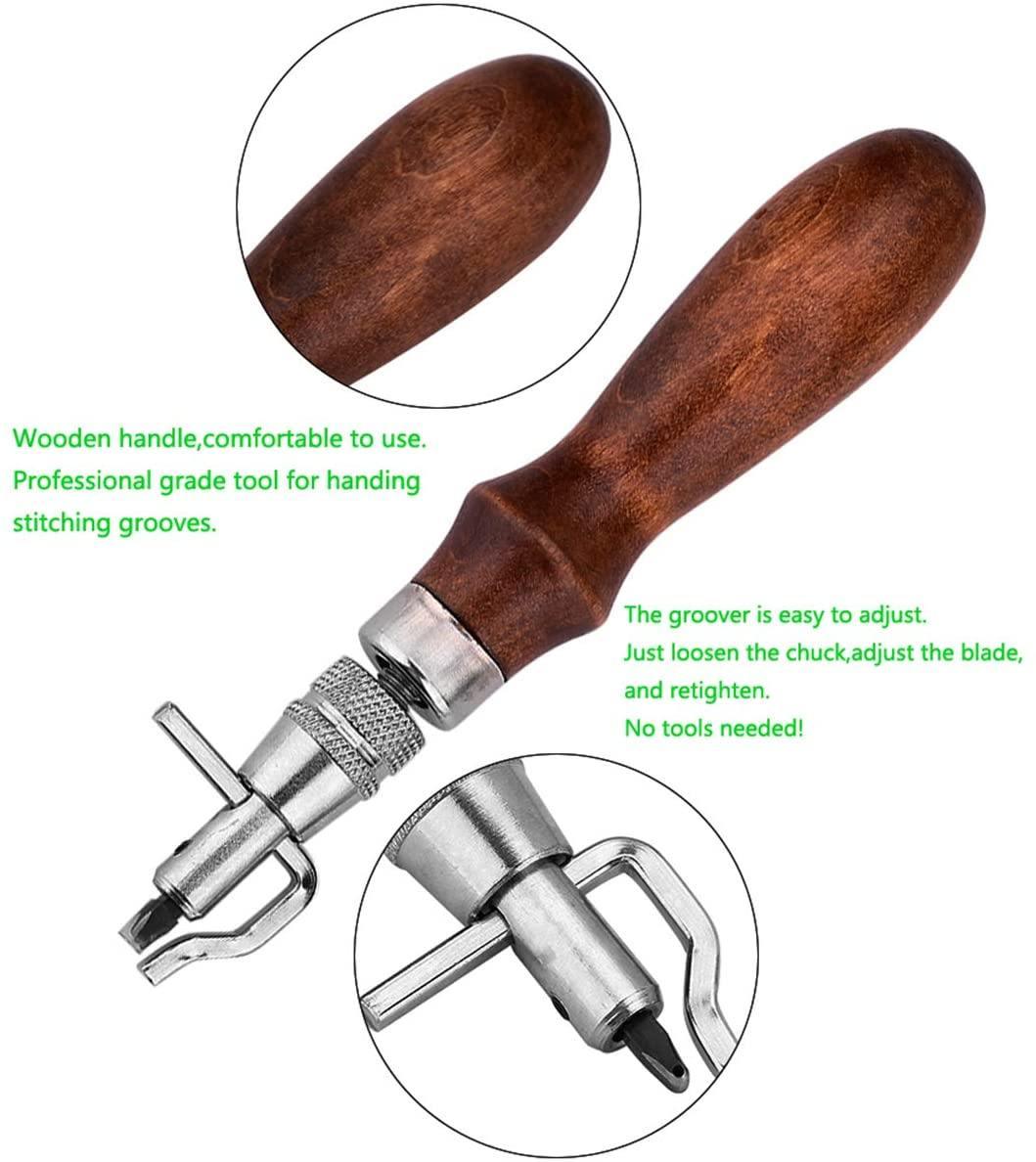 Leather Groover Tool,Knoweasy 7 in 1 Pro Stitching Groover and Creasing Edge Beveler for Leather Edge Stitching Tool - knoweasy