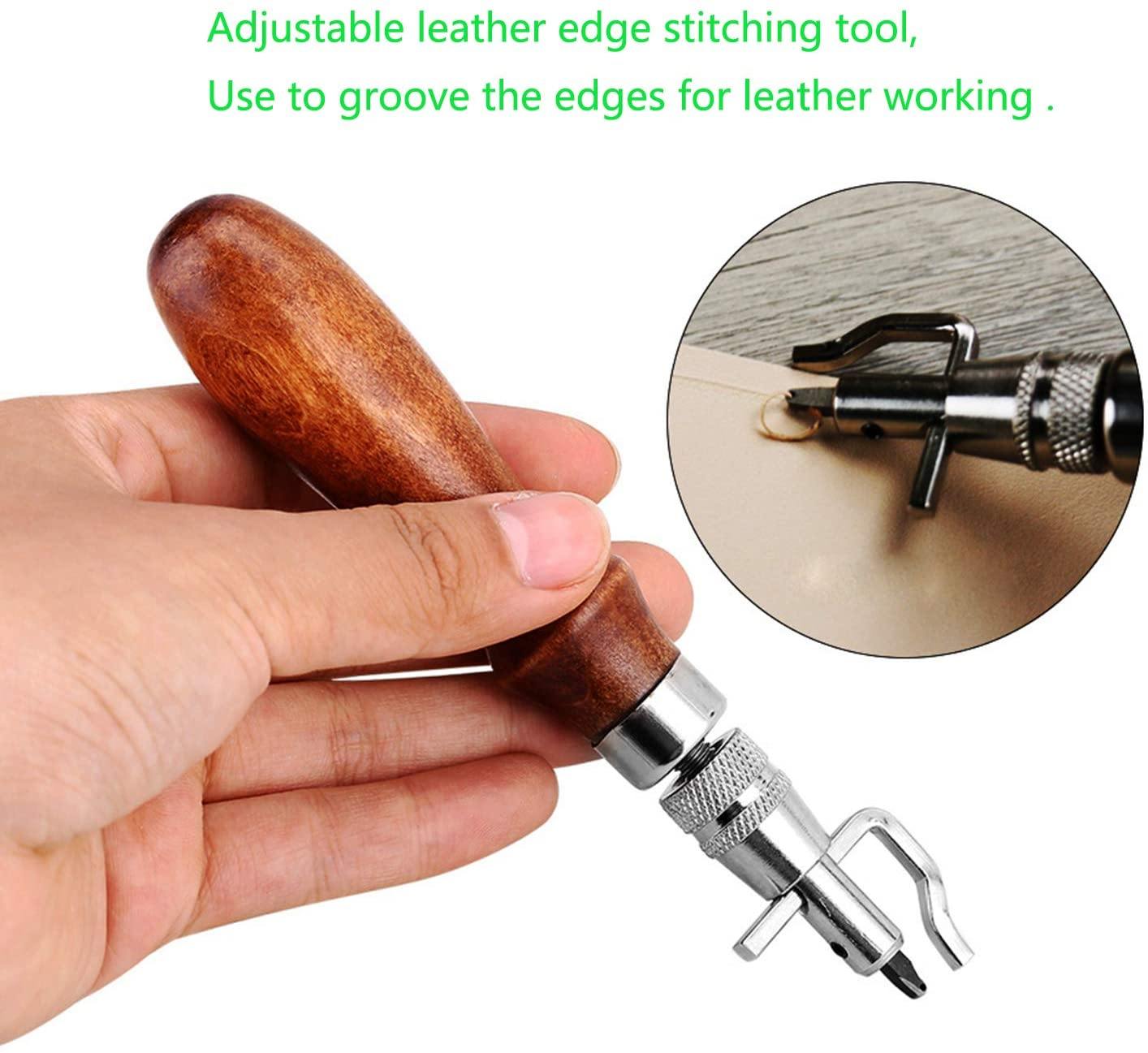 Leather Groover Tool,Knoweasy 7 in 1 Pro Stitching Groover and Creasing  Edge Beveler for Leather Edge Stitching Tool