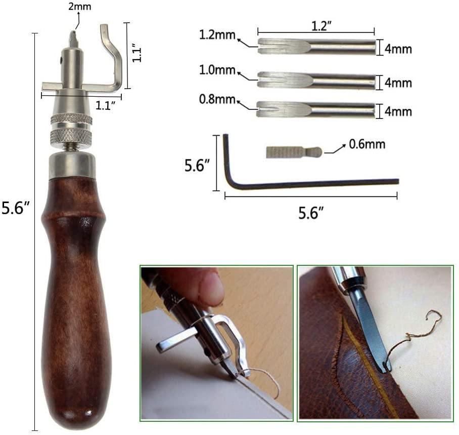 Leather Groover Tool,Knoweasy 7 in 1 Pro Stitching Groover and Creasing Edge Beveler for Leather Edge Stitching Tool - knoweasy