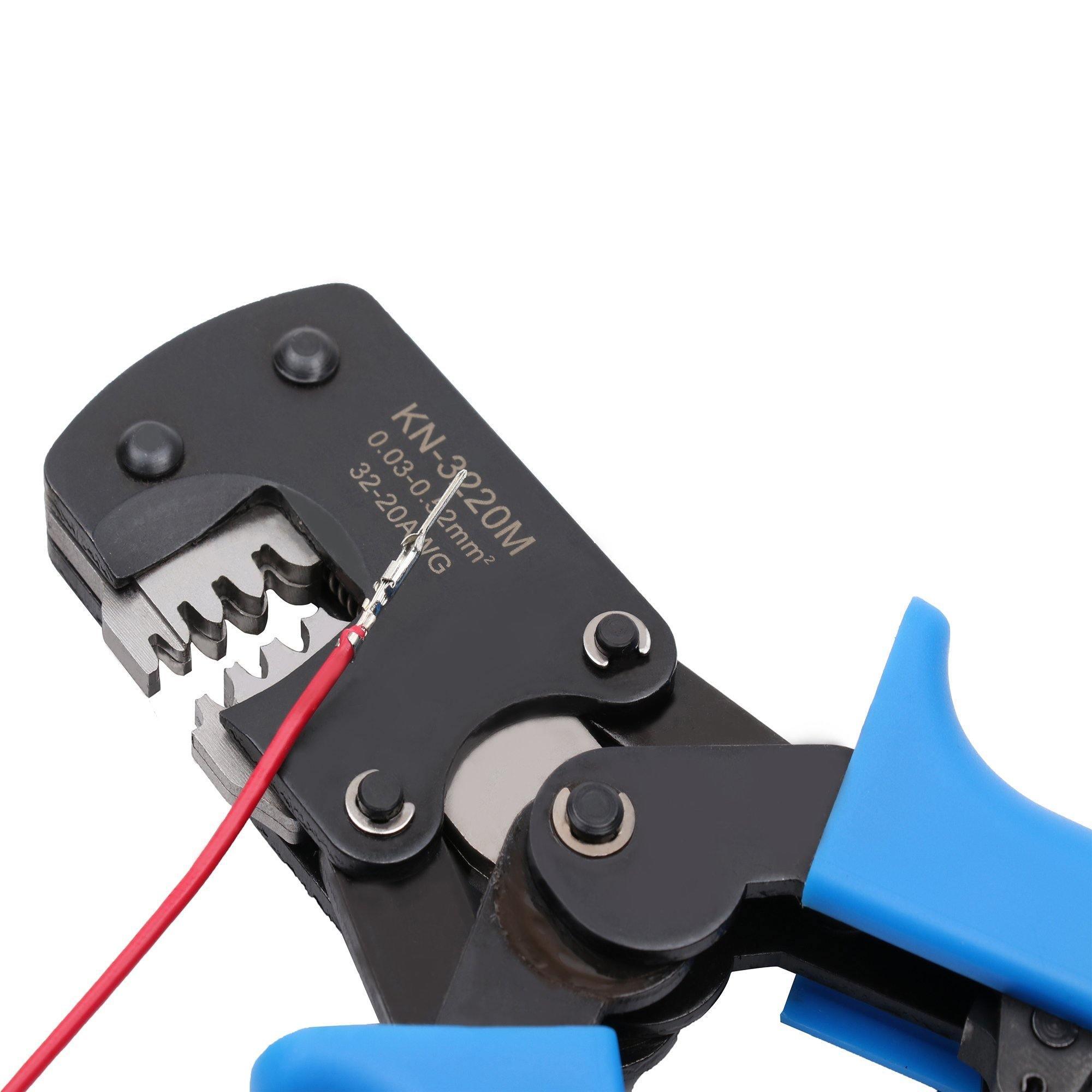 Micro Connector Pin Crimping Tool,Knoweasy Pin Crimper and Jst Crimp for  D-Sub,Open Barrel suits Molex,JST,JAE,32-20AWG /0.03-0.52mm²