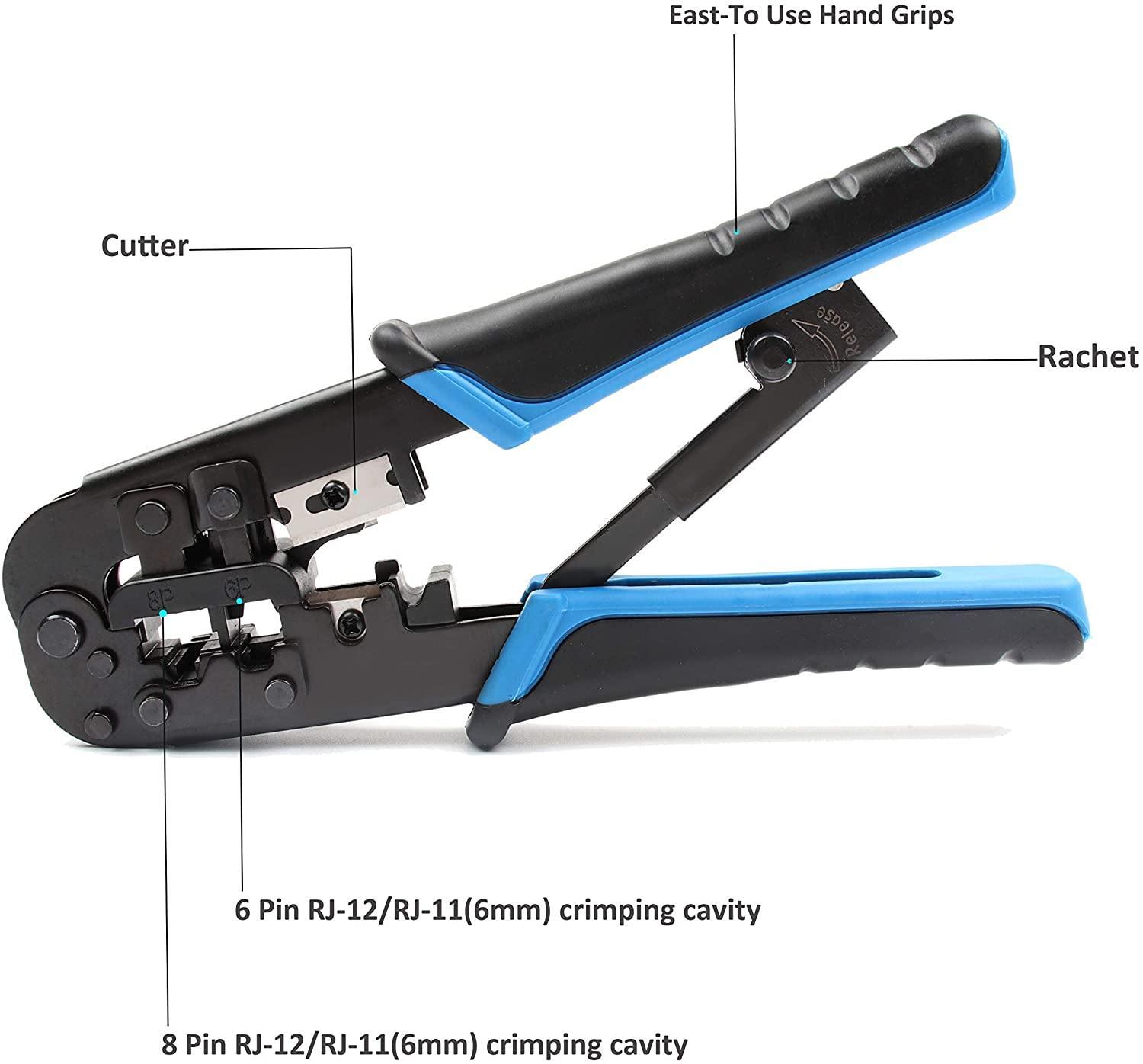 Network Cable Crimper for 4P/6P/8P,RJ-11/RJ-12/RJ-45-Knoweasy - knoweasyCrimp Tool