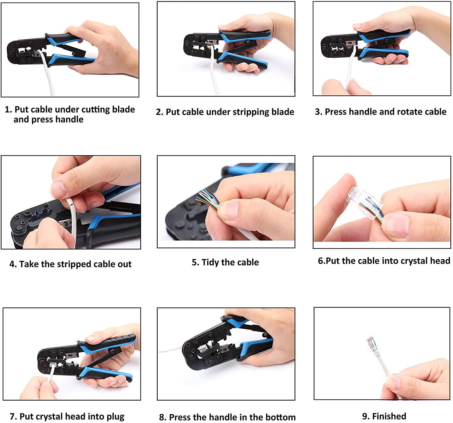 Network Cable Crimper for 4P/6P/8P,RJ-11/RJ-12/RJ-45-Knoweasy - knoweasyCrimp Tool