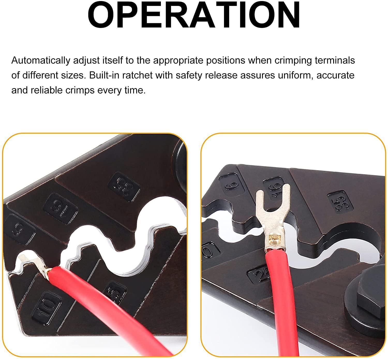 Non-Insulated Terminal Crimping Tool,Knoweasy Ratchet Crimping Tool 5.5-38 mm² (AWG10-2) for Non-Insulated Terminals and Open Barrel Terminals - knoweasy