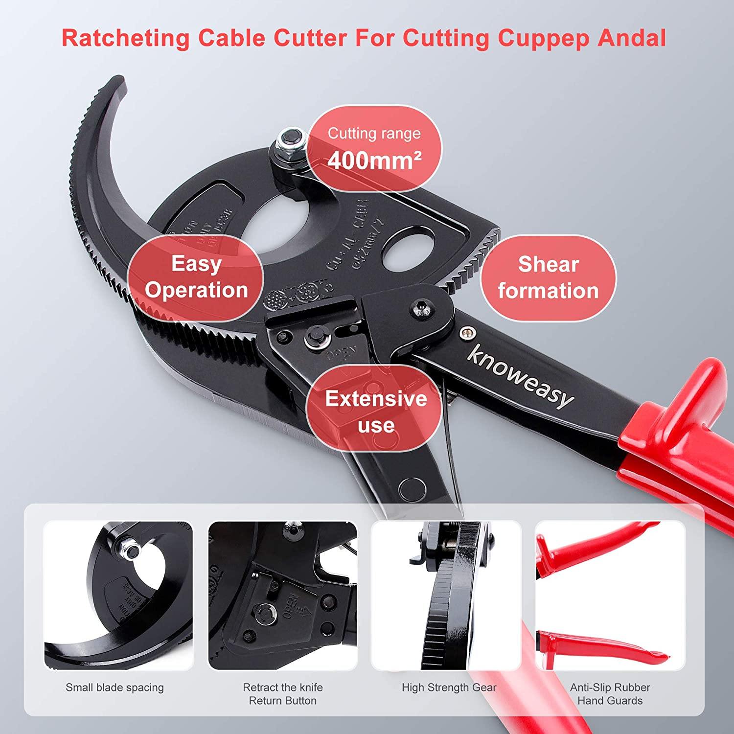 Ratchet Cable Cutter-Heavy Wire Cutter-cut up to 400mm²-Knoweasy