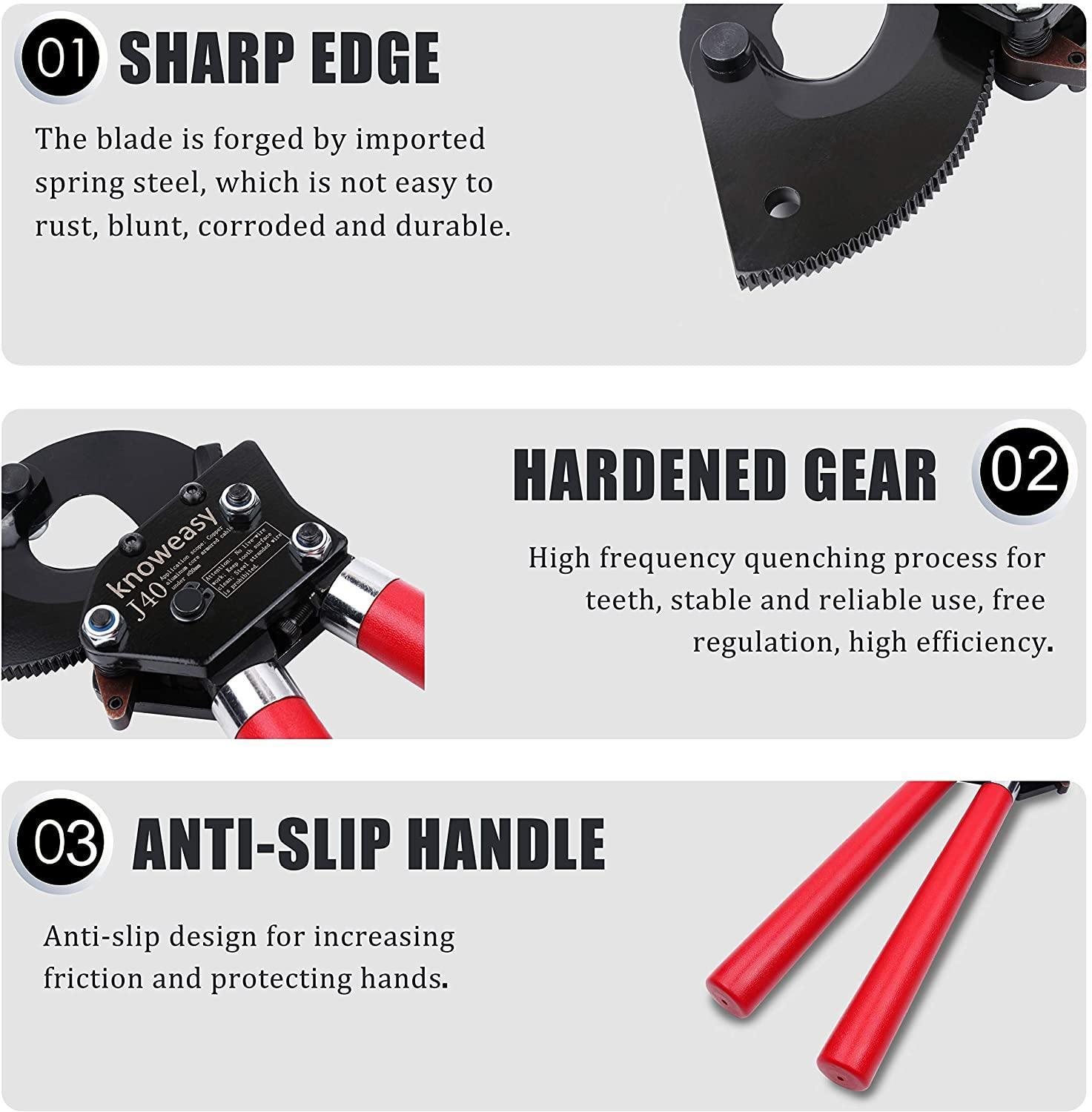 Ratchet Cable Cutter-Heavy Wire Cutter Up to 600 MCM-Knoweasy - knoweasyCrimp Tool