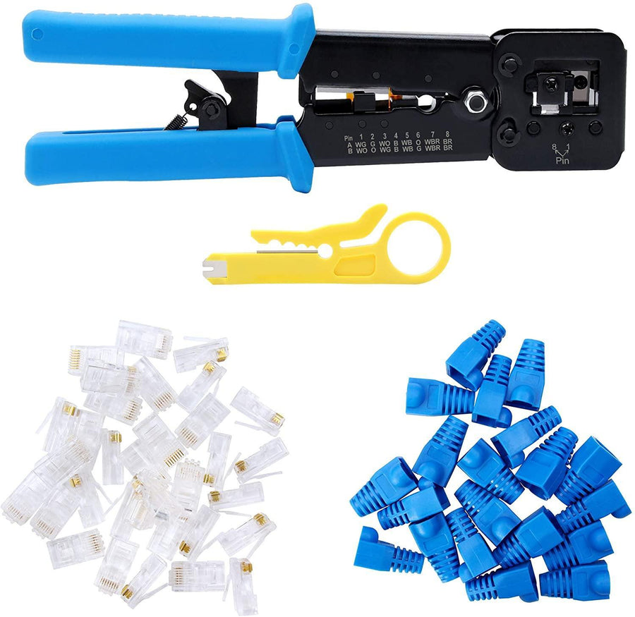 RJ45 Crimp Tool Kit-With Connectors And Network Wire Stripper-Knoweasy - knoweasyCrimp Tool