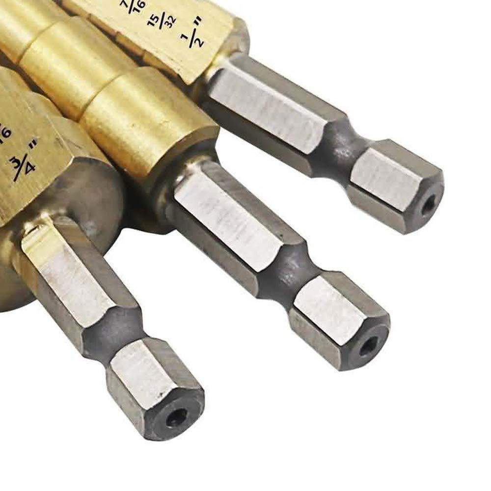 Step Drill Bit,Knoweasy 3pcs High Speed Steel Drill Kit for Metal Aluminium and Wood Drilling Hole - knoweasy