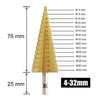 Step Drill Bit,Knoweasy 3Pcs High-Speed Steel Step Drill Set,4-12mm/4-20mm/4-32mm Drill Bits Set,Used for Drilling Plate Aluminum Metal Wood Hole, Large Hole Drill Suitable for DIY Lovers - knoweasy