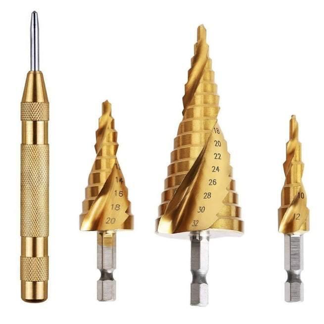 Knoweasy HSS Titanium Coated Spiral Grooved Step Drill 3-Piece Set