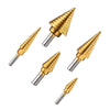 Step Drill Kit,Knoweasy 5PCS HSS Titanium Step Drill Bit Set with Automatic Center Punch and Multiple Hole 50 Sizes of High Speed Steel Step Drill Set with Aluminum Case - knoweasy