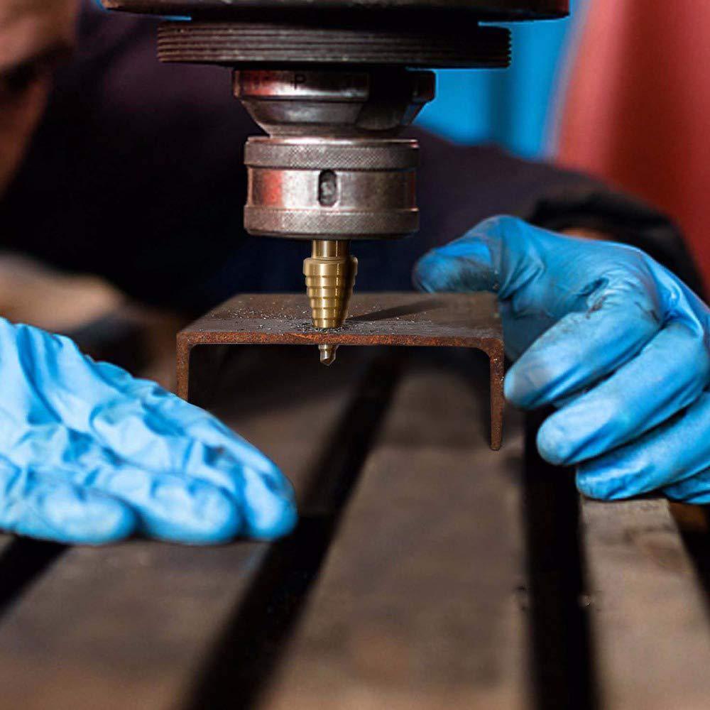 Step Drill Kit,Knoweasy 5PCS HSS Titanium Step Drill Bit Set with Automatic Center Punch and Multiple Hole 50 Sizes of High Speed Steel Step Drill Set with Aluminum Case - knoweasy