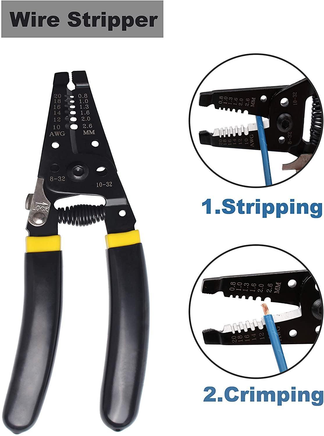 Wire Terminals Crimping Tool Insulated Ratcheting Wire Crimper Kit AWG 22-10 With 715Pcs Insulated Wire Electrical Connectors - Butt Spade Fork Ring Crimp Terminals Connectors