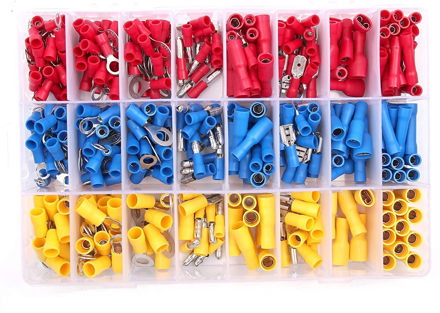 Wire Terminals Crimper Kit, Knoweasy Insulated Wire Terminals Connectors Ratcheting Crimper Tool 22-10AWG with 419Pcs Insulated Butt Bullet Spade Ring Crimp Terminal Connector and Wire Stripper - knoweasyCrimp Tool