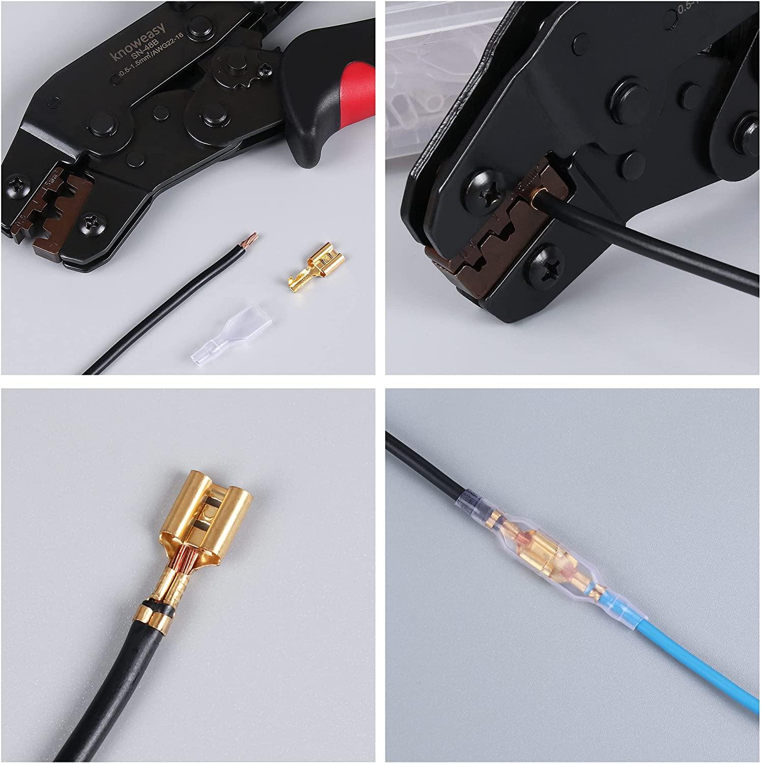 Wire Terminals Crimping Tool Kit,Knoweasy Spade Connectors Crimper and -  knoweasy
